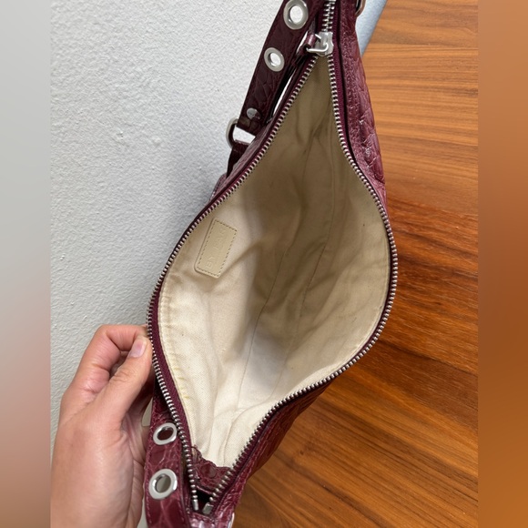 By Far Gib Shoulder Bag Wine Circular Croco Embossed Leather EUC - Picture 3 of 15